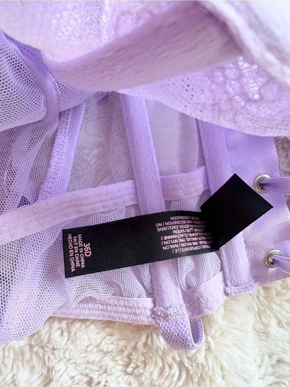 Victoria’s Secret Fairycore Whimsical lilac Lavender Pastel Purple Lace Corset - Picture 9 of 11